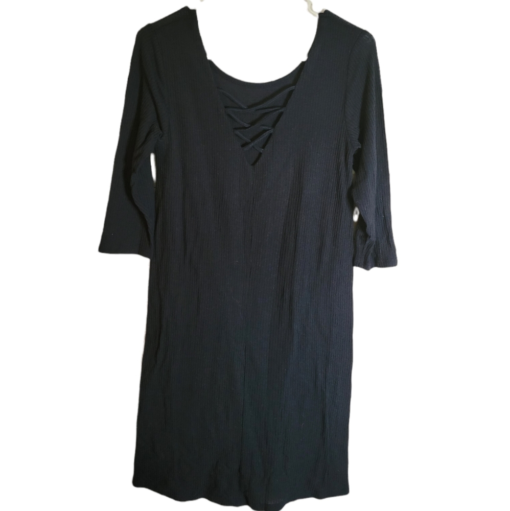 Living doll navy blue small Elbow length dress